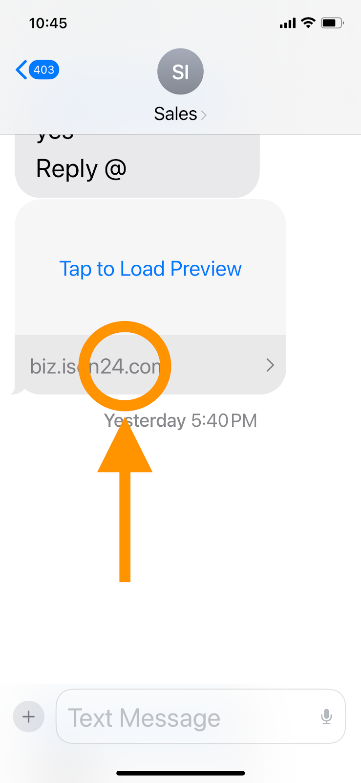 Tap on the link in the Text alert from IsOn24 Assistant