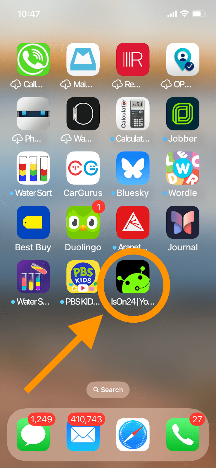 You will find the IsOn24 app home screen icon as shown below.