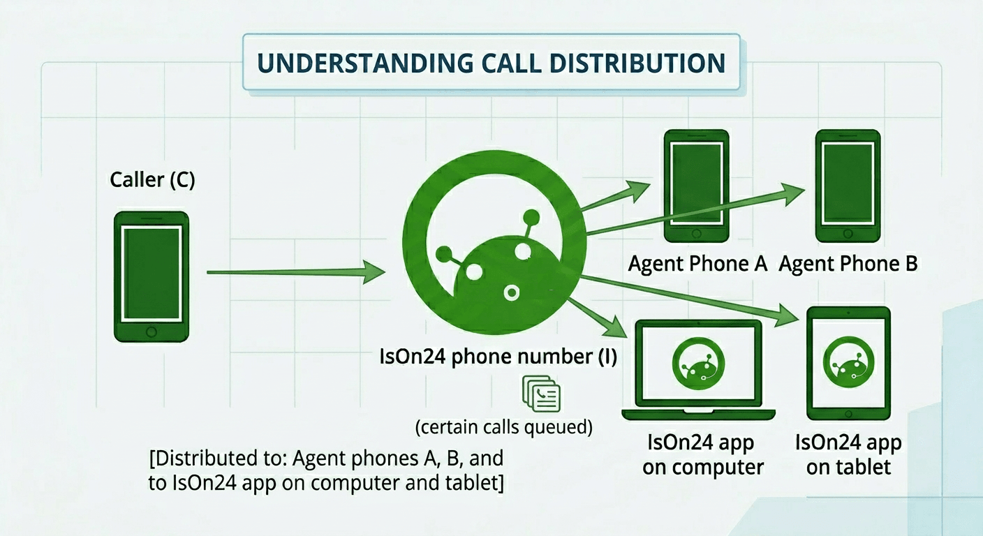 IsOn24 call queue distributes calls to phones, computers, and tablets