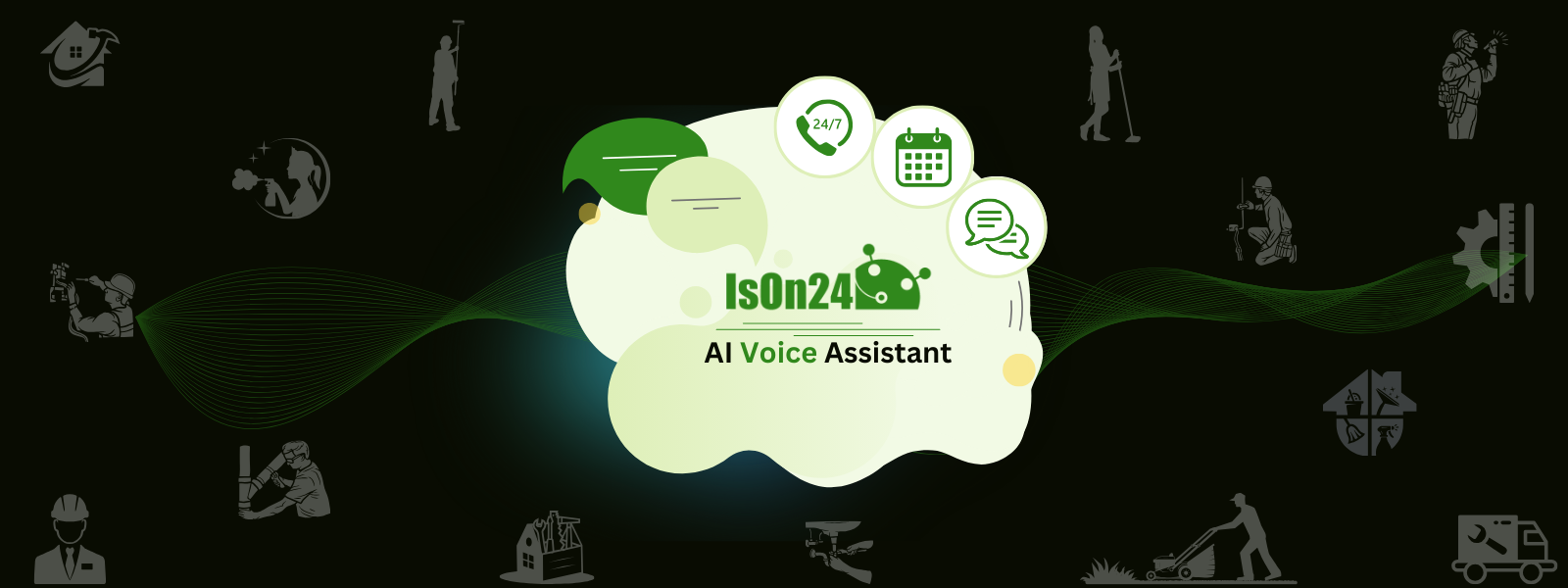 IsOn24 AI voice assistant product overview depicts it answering phone calls, text messages, and making appointments.